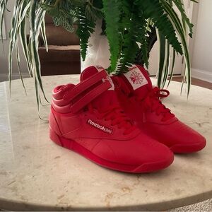 Reebok Red High-Top Velcro & Lace Sneakers